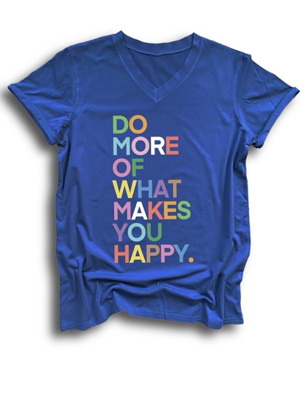 Women's Graphic Tee Casual Short Sleeve V Neck, BLUE, Size MEDIUM